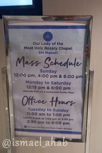 sm makati mass schedule 2024|Our Lady of the Most Holy Rosary Chapel.